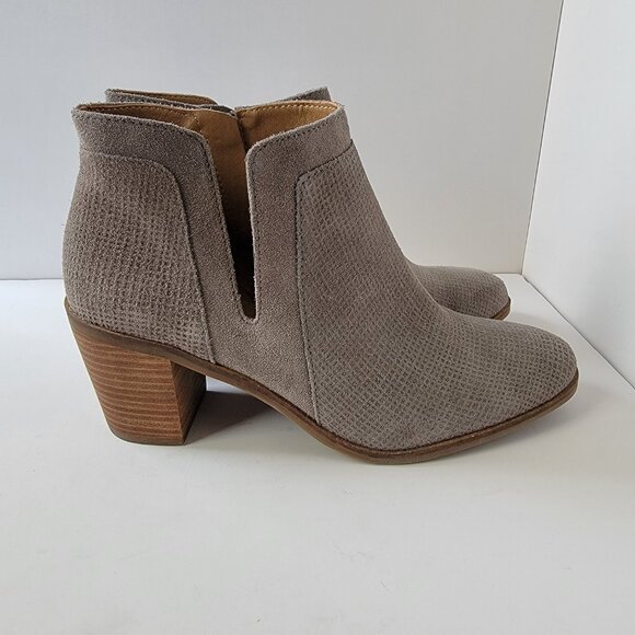 Lucky Brand Ponic Gray Suede Leather Boho Round Toe Ankle Booties, Size 10M - Picture 4 of 14